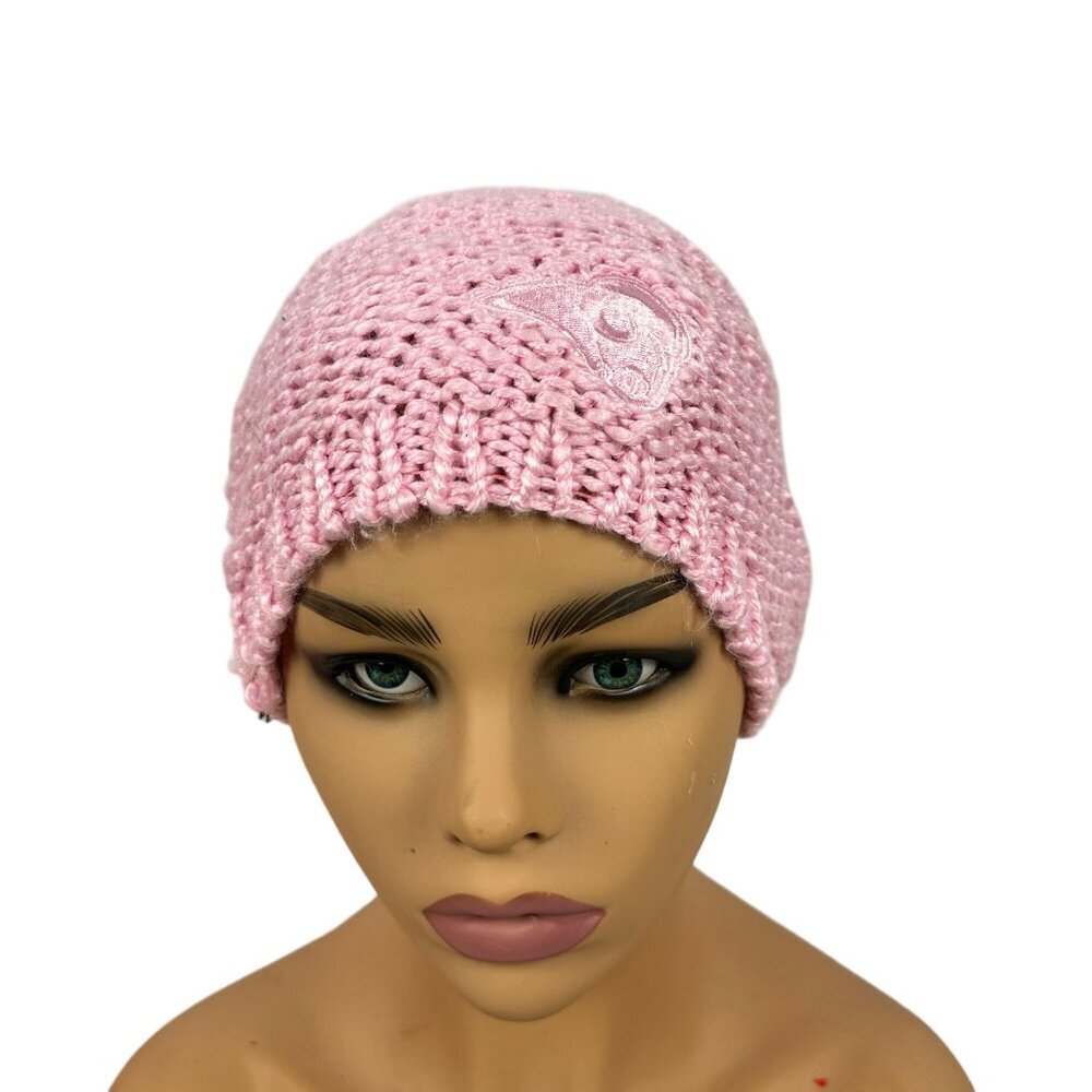 Reebok Women's Pink Knit Beanie Rams Logo One Size Fits All 100% Acrylic